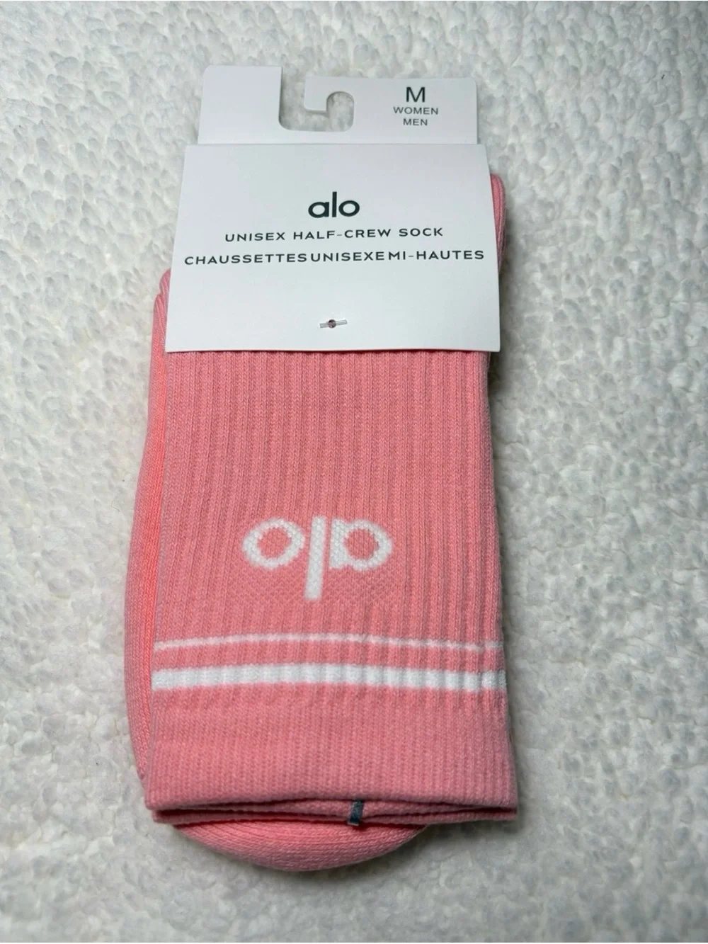ALO Yoga Unisex Half-Crew Socks in Pink, Black, White - 3-Pack